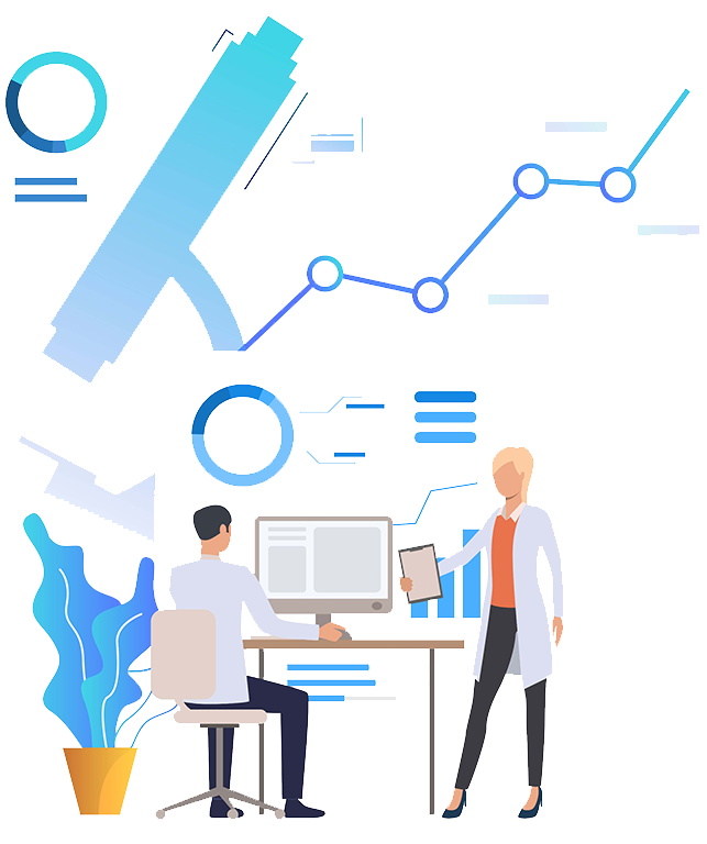 illustration de deux personne de la santé dans un bureau